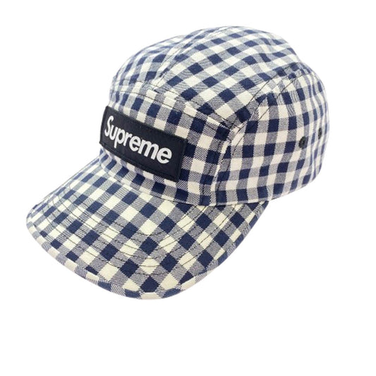 Supreme シュプリーム 23SS Gingham Camp Cap ギンガム キャンプ キャップ ホワイト系 ダークネイビー系【中古】