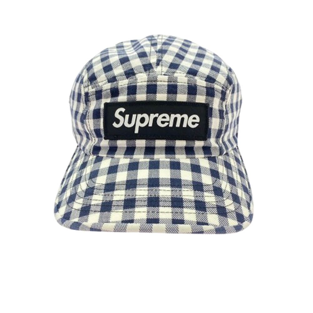 Supreme シュプリーム 23SS Gingham Camp Cap ギンガム キャンプ キャップ ホワイト系 ダークネイビー系【中古】