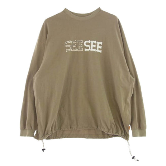 シーシー ロゴプリント ドローコード 長袖カットソー カーキ系 M【中古】