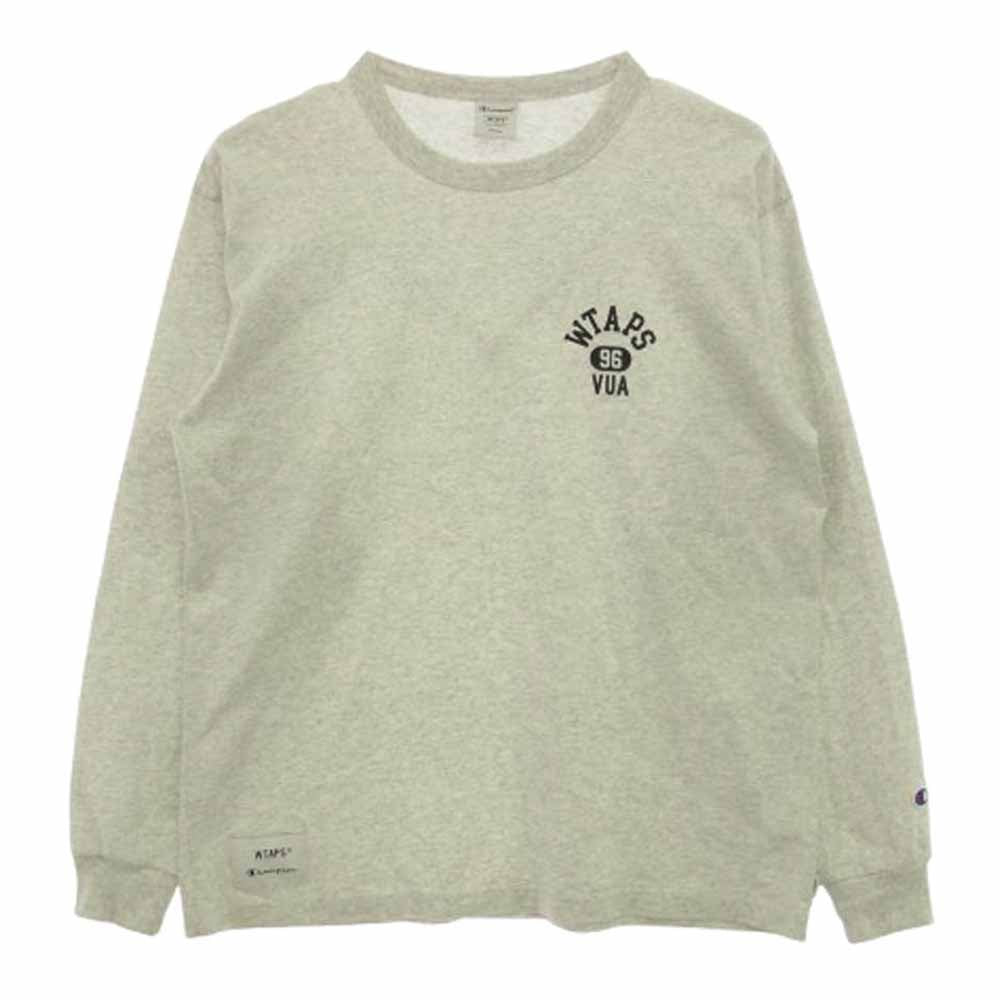 WTAPS ダブルタップス 24AW 242HBCHD-CSM02S/C8-B413 × Champion チャンピオン ACADEMY LS COTTON TOPS アカデミー ロングスリーブTシャツ 長袖カットソー ライトグレー系 M【中古】