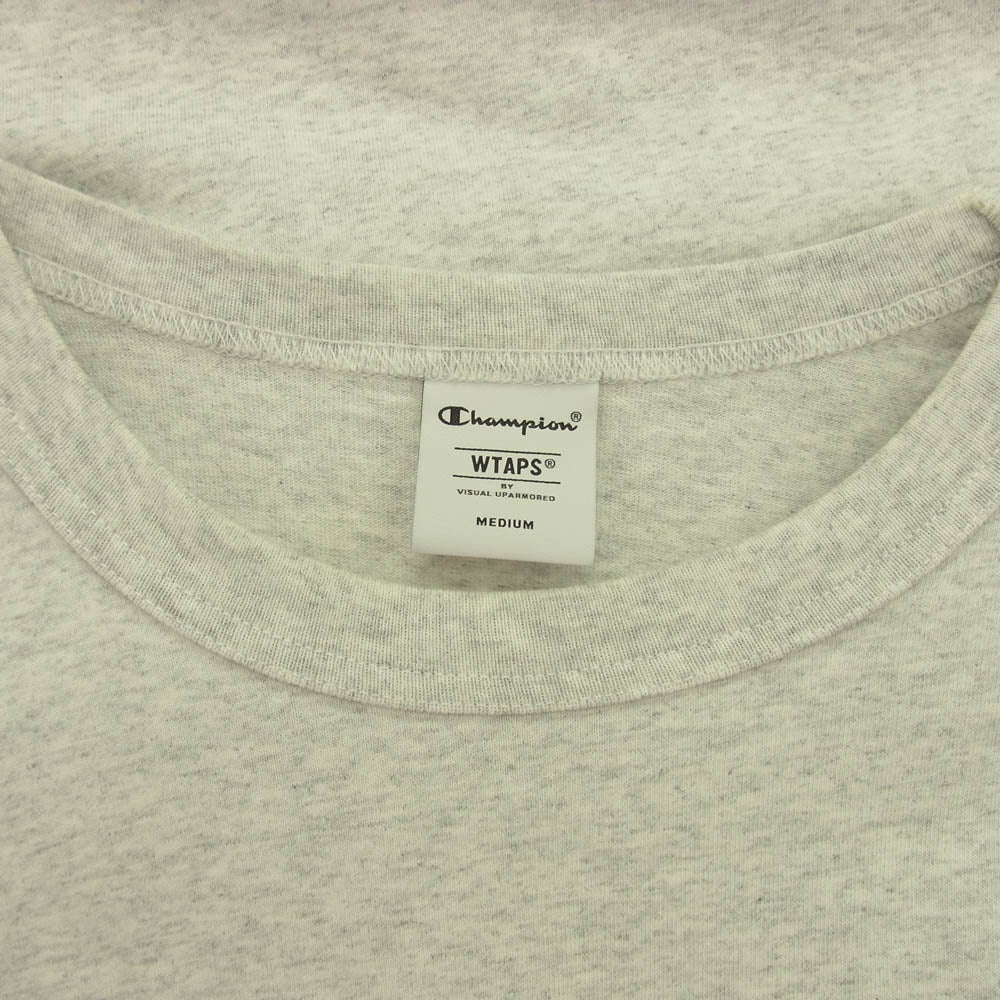 WTAPS ダブルタップス 24AW 242HBCHD-CSM02S/C8-B413 × Champion チャンピオン ACADEMY LS COTTON TOPS アカデミー ロングスリーブTシャツ 長袖カットソー ライトグレー系 M【中古】