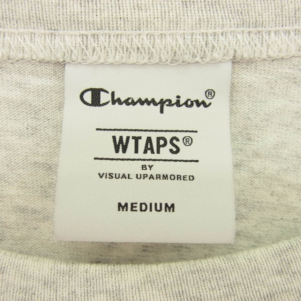 WTAPS ダブルタップス 24AW 242HBCHD-CSM02S/C8-B413 × Champion チャンピオン ACADEMY LS COTTON TOPS アカデミー ロングスリーブTシャツ 長袖カットソー ライトグレー系 M【中古】