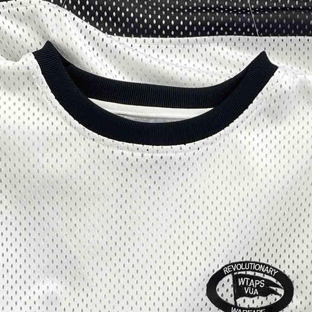 WTAPS ダブルタップス 22AW 222ATDT-CSM06 Netminder LS Poly. LLW メッシュ ロゴ ワッペン 96 ナンバリング ホッケーシャツ 長袖 Tシャツ ホワイト系 X 02【中古】