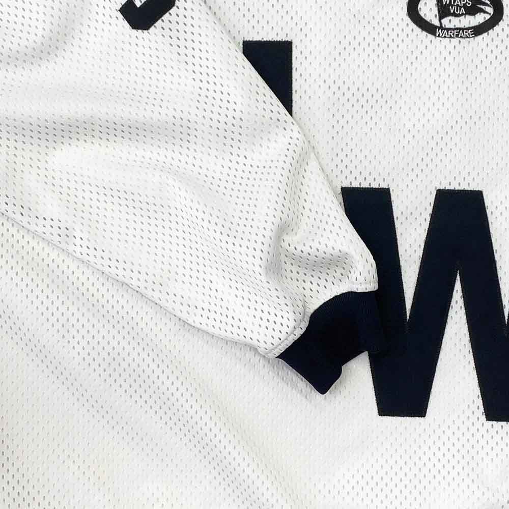 WTAPS ダブルタップス 22AW 222ATDT-CSM06 Netminder LS Poly. LLW メッシュ ロゴ ワッペン 96 ナンバリング ホッケーシャツ 長袖 Tシャツ ホワイト系 X 02【中古】