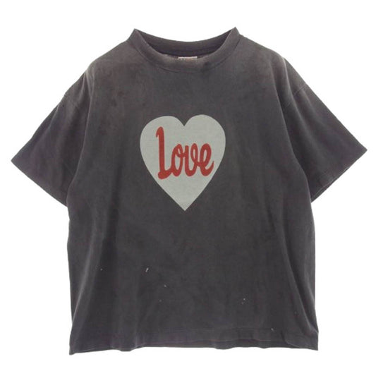 SAINT MICHAEL セントマイケル 25SS SM-HR8-0000-001 ヴィンテージ加工 LOVEプリント Tシャツ 半袖カットソー グレー系 M【中古】