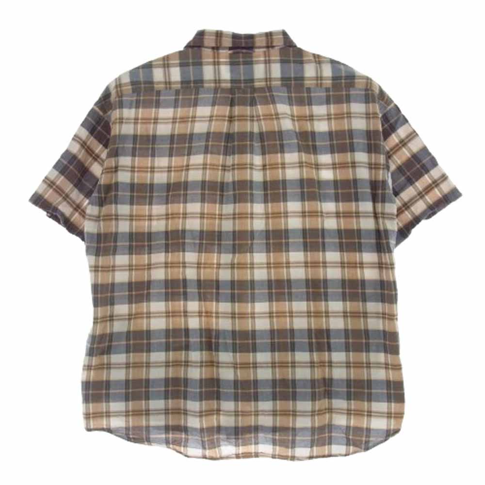 YAECA ヤエカ 19142 COMFORT SHIRT EXTRA WIDE コンフォートシャツ エクストラワイド S/S チェック 半袖 シャツ ベージュ系 S【中古】