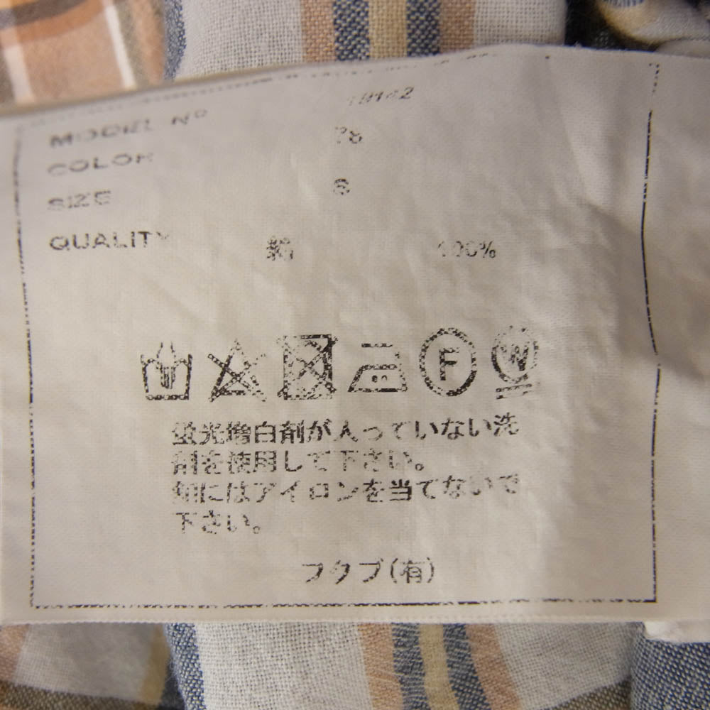 YAECA ヤエカ 19142 COMFORT SHIRT EXTRA WIDE コンフォートシャツ エクストラワイド S/S チェック 半袖 シャツ ベージュ系 S【中古】