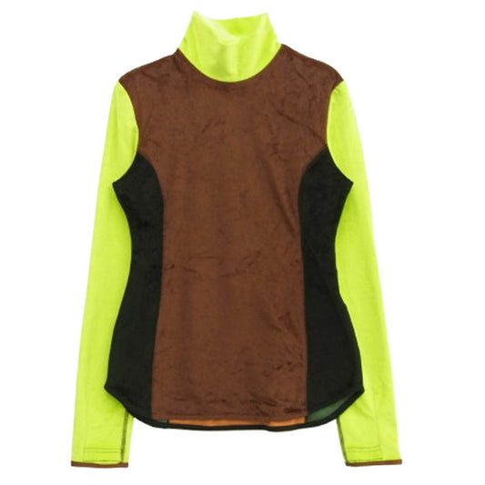 マメクロゴウチ 22AW MM22FW-JS058 Velour Jersey High Neck Top ベロア カラーブロック ハイネック プルオーバー カットソー マルチカラー系 ブラウン系 2【中古】