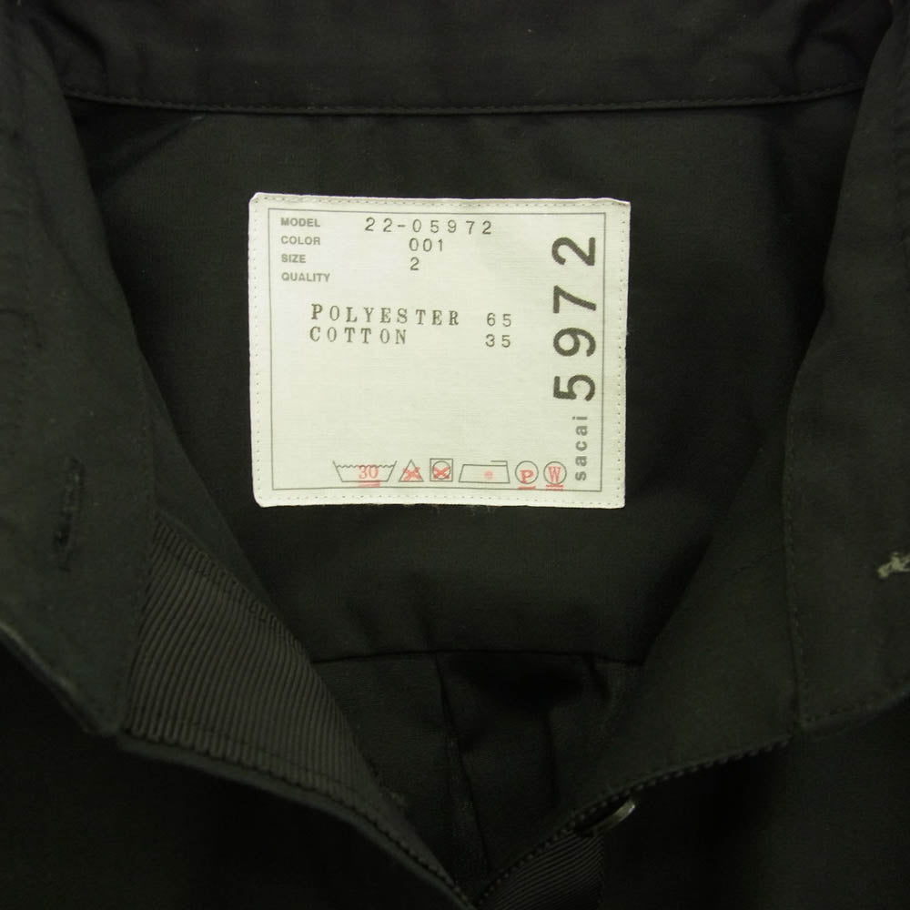 Sacai サカイ 22-05972 Cotton Poplin Cape コットンポプリン ケープ ポンチョ ブラック系 2【中古】