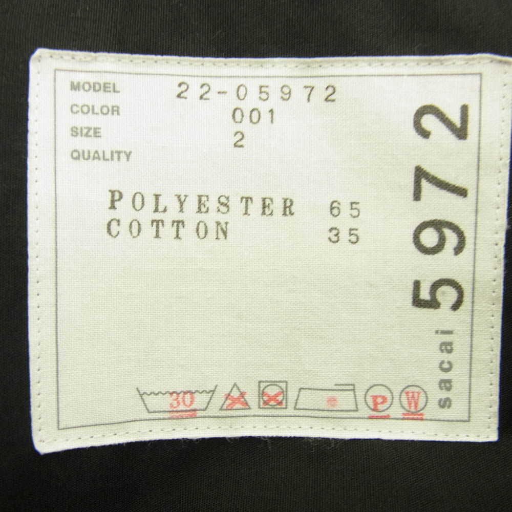 Sacai サカイ 22-05972 Cotton Poplin Cape コットンポプリン ケープ ポンチョ ブラック系 2【中古】