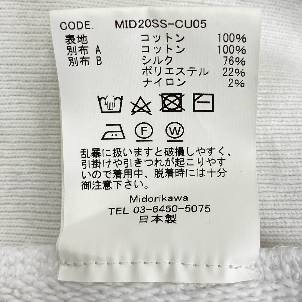 MIDORIKAWA ミドリカワ 20SS MID20SS-CU05 HALF ZIP SLEEVELESS SWEAT ハーフジップ スリーブレス ノースリーブ パーカー フーディー ホワイト系 S【中古】