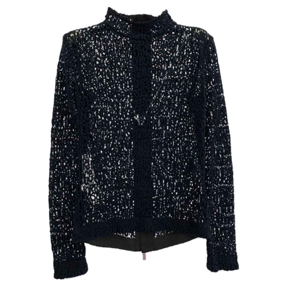 Sacai サカイ 21-05806 ハイネック フルジップ メッシュニット カーディガン ブラック系 1【中古】