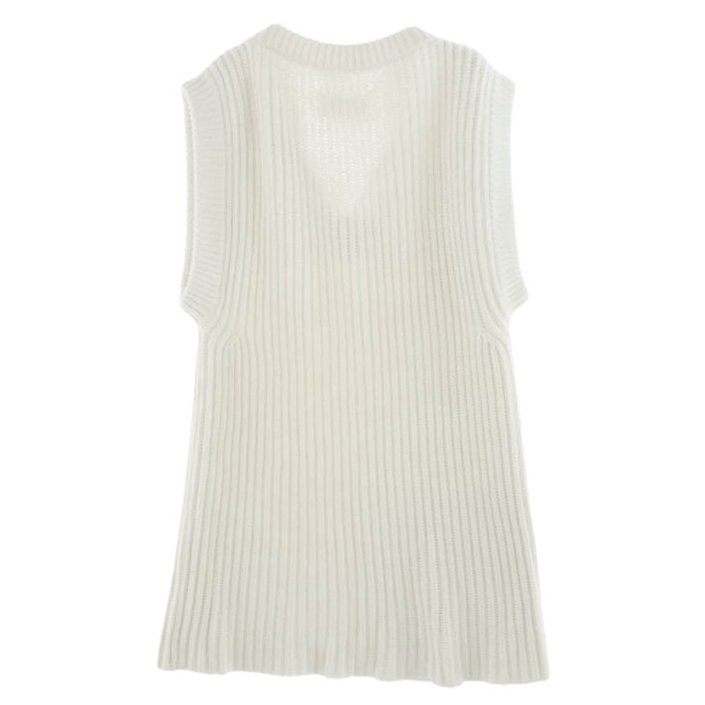MAISON MARGIELA メゾンマルジェラ 19SS S51GP0103 四つタグ 4ライン Vネック ノースリーブ ニット ワンピース ホワイト系 S【中古】