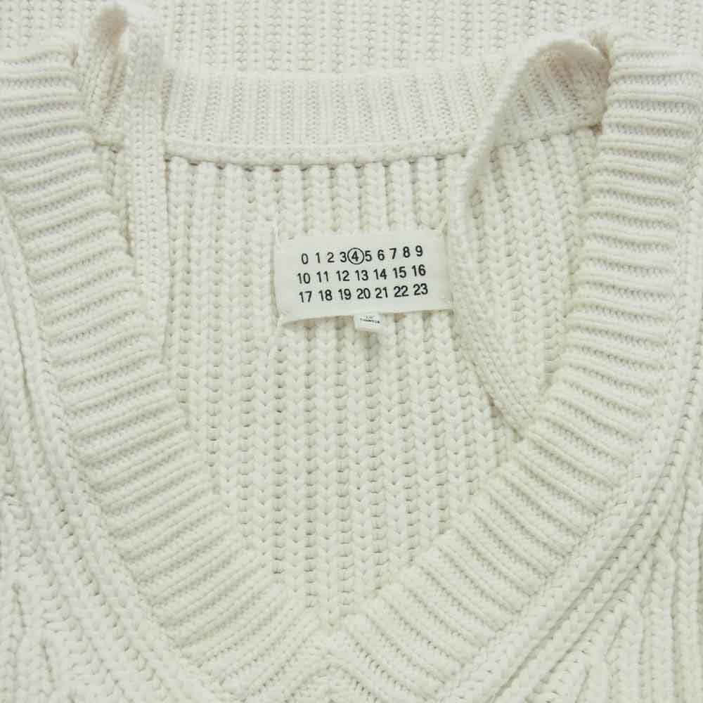 MAISON MARGIELA メゾンマルジェラ 19SS S51GP0103 四つタグ 4ライン Vネック ノースリーブ ニット ワンピース ホワイト系 S【中古】
