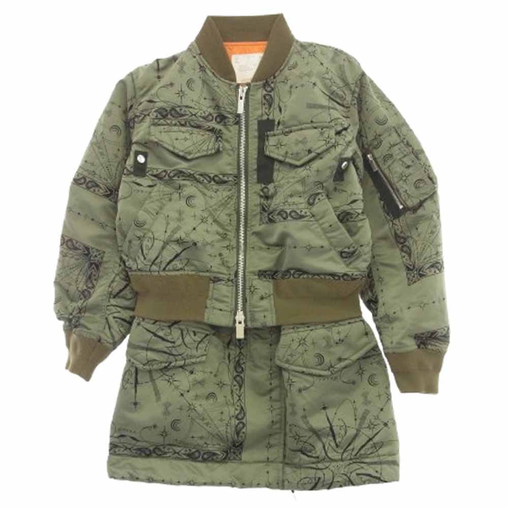 Sacai サカイ 20-05158 Dr. Woo Bandana Print Blouson ドクターウー バンダナ プリント ブルゾン カーキ系 2【中古】