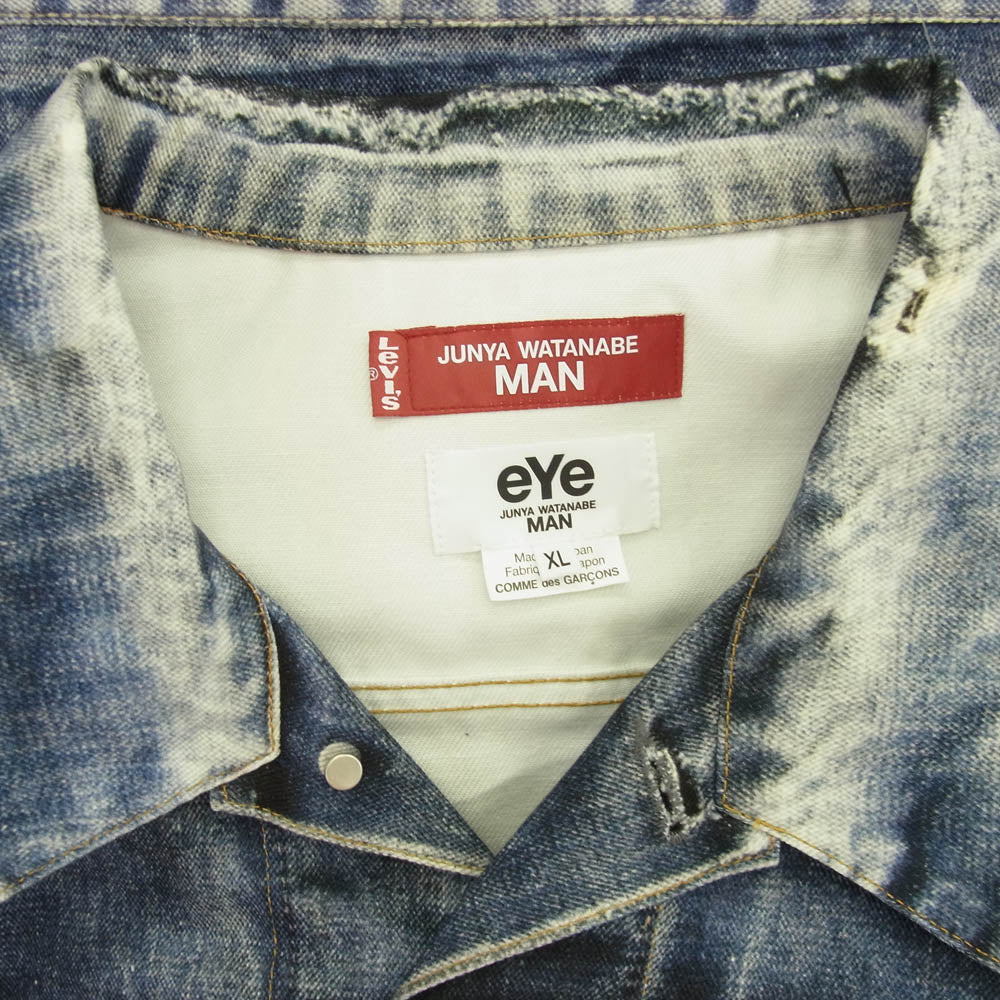 JUNYA WATANABE COMME des GARCONS MAN ジュンヤワタナベコムデギャルソンマン 25SS WO-J911-100 × Levi's BerBerJin リーバイス ベルベルジン デニム 転写 ジャケット インディゴブルー系 XL【新古品】【未使用】【中古】