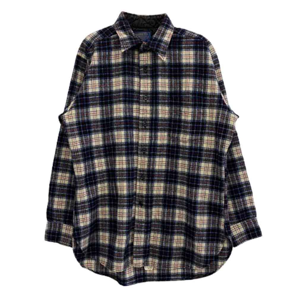 PENDLETON ペンドルトン Vinyage 70s USA製 ヴィンテージ ウール チェック 長袖 シャツ ブラック系 L【中古】