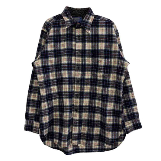 PENDLETON ペンドルトン Vinyage 70s USA製 ヴィンテージ ウール チェック 長袖 シャツ ブラック系 L【中古】
