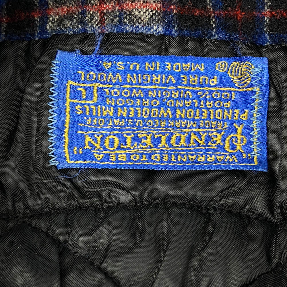 PENDLETON ペンドルトン Vinyage 70s USA製 ヴィンテージ ウール チェック 長袖 シャツ ブラック系 L【中古】