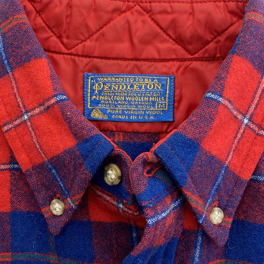 PENDLETON ペンドルトン Vinyage 70s USA製 ヴィンテージ ウール チェック 長袖 シャツ レッド レッド系 M【中古】