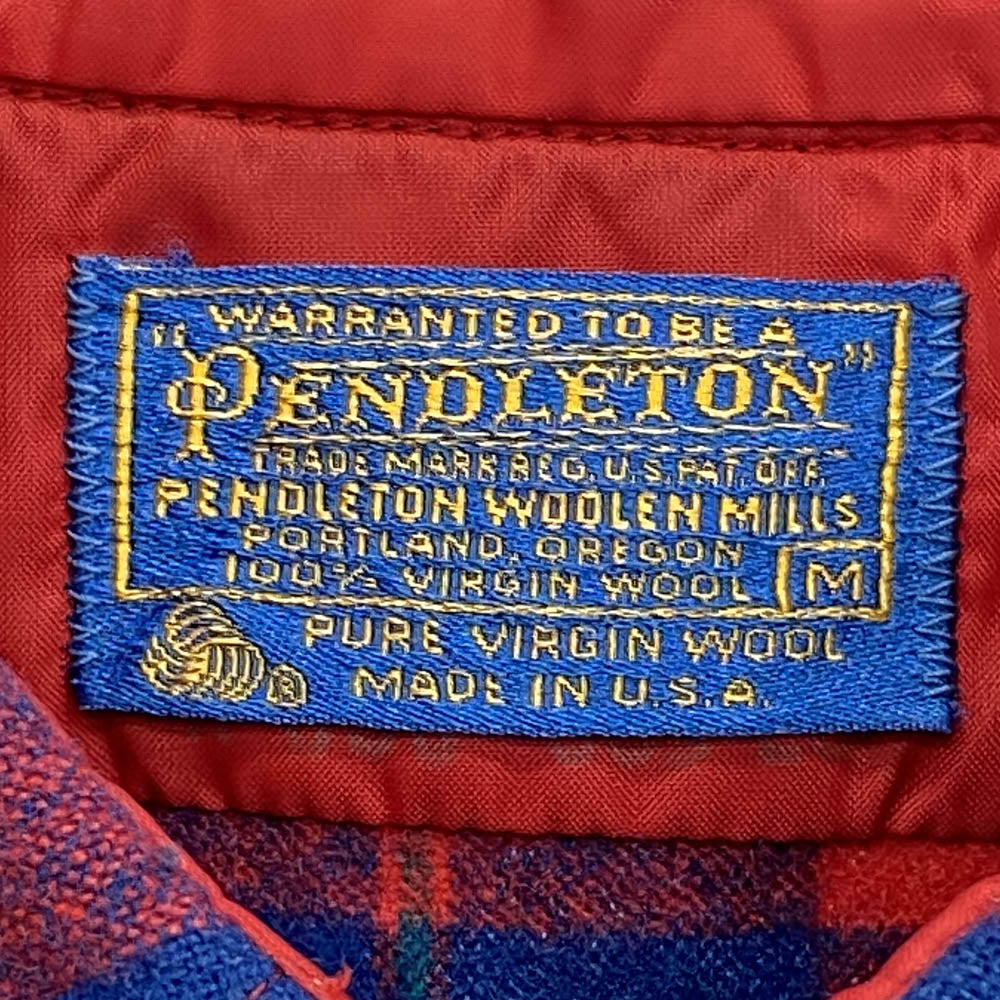 PENDLETON ペンドルトン Vinyage 70s USA製 ヴィンテージ ウール チェック 長袖 シャツ レッド レッド系 M【中古】
