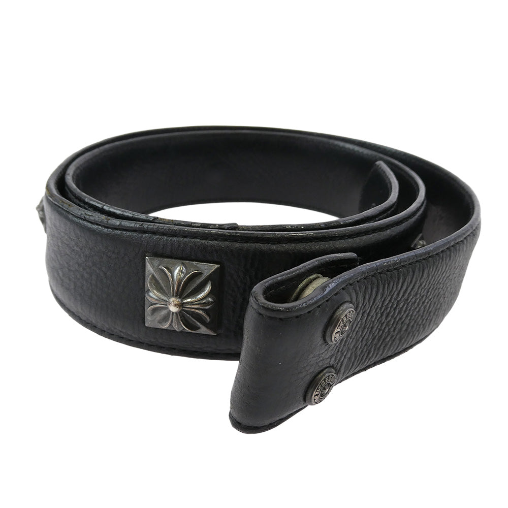 CHROME HEARTS クロムハーツ（原本無） STRAP PYRAMID ゼロピラミッド スタッズ レザー ベルトストラップ ブラック系 32【中古】