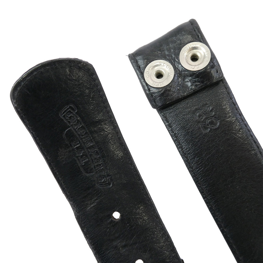 CHROME HEARTS クロムハーツ（原本無） STRAP PYRAMID ゼロピラミッド スタッズ レザー ベルトストラップ ブラック系 32【中古】