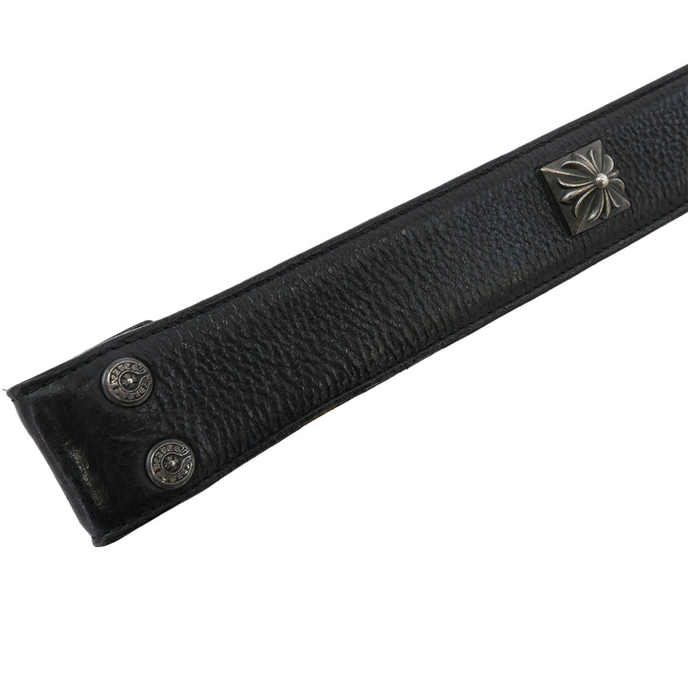 CHROME HEARTS クロムハーツ（原本無） STRAP PYRAMID ゼロピラミッド スタッズ レザー ベルトストラップ ブラック系 32【中古】