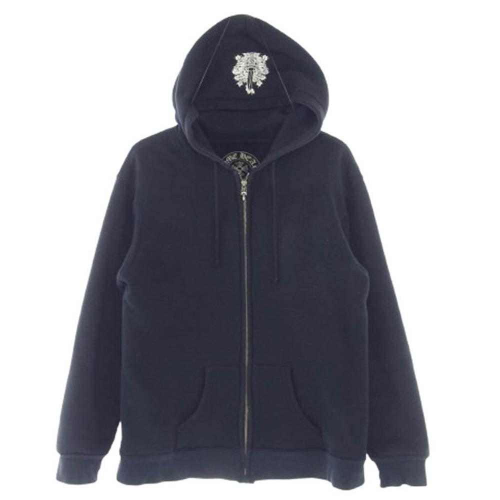CHROME HEARTS クロムハーツ（原本無） SWTSHRT HD ZIP ヴァインダガー ダガージップ フローラル ホースシュー フルジップ パーカー ダークネイビー系 L【中古】