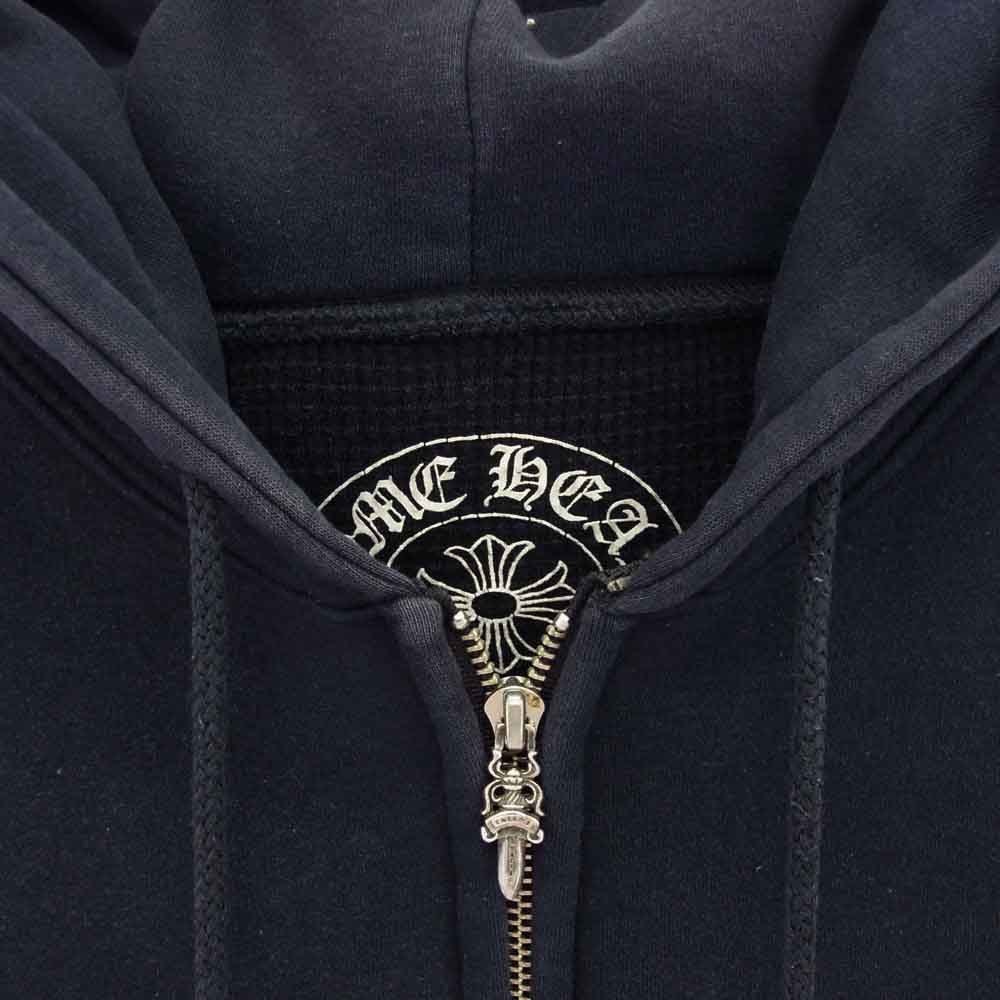 CHROME HEARTS クロムハーツ（原本無） SWTSHRT HD ZIP ヴァインダガー ダガージップ フローラル ホースシュー フルジップ パーカー ダークネイビー系 L【中古】
