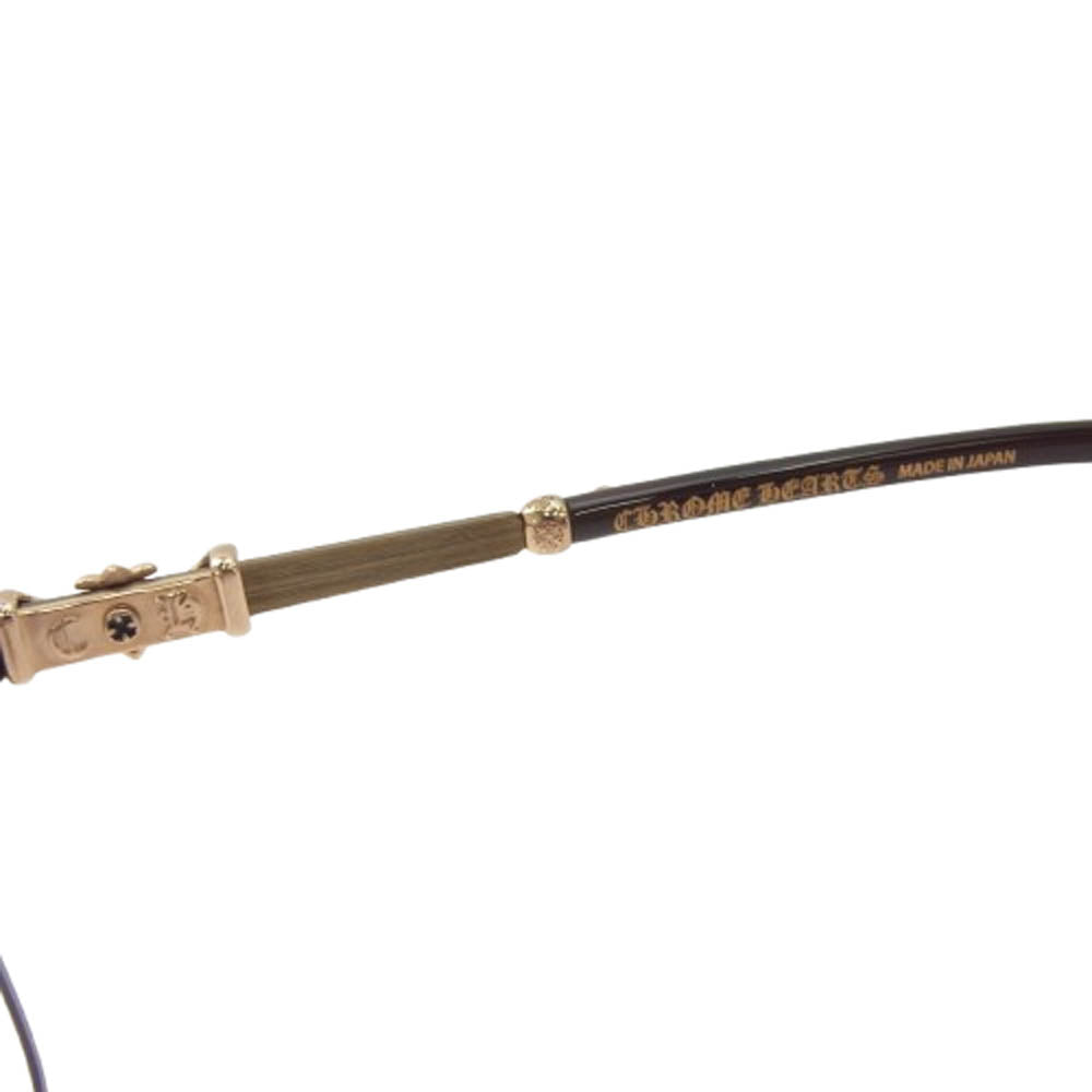 CHROME HEARTS クロムハーツ（原本無） BONENNOISSEUR II テンプルCHクロスハーフリム サングラス 眼鏡 ブラウン系 53□19-150【美品】【中古】