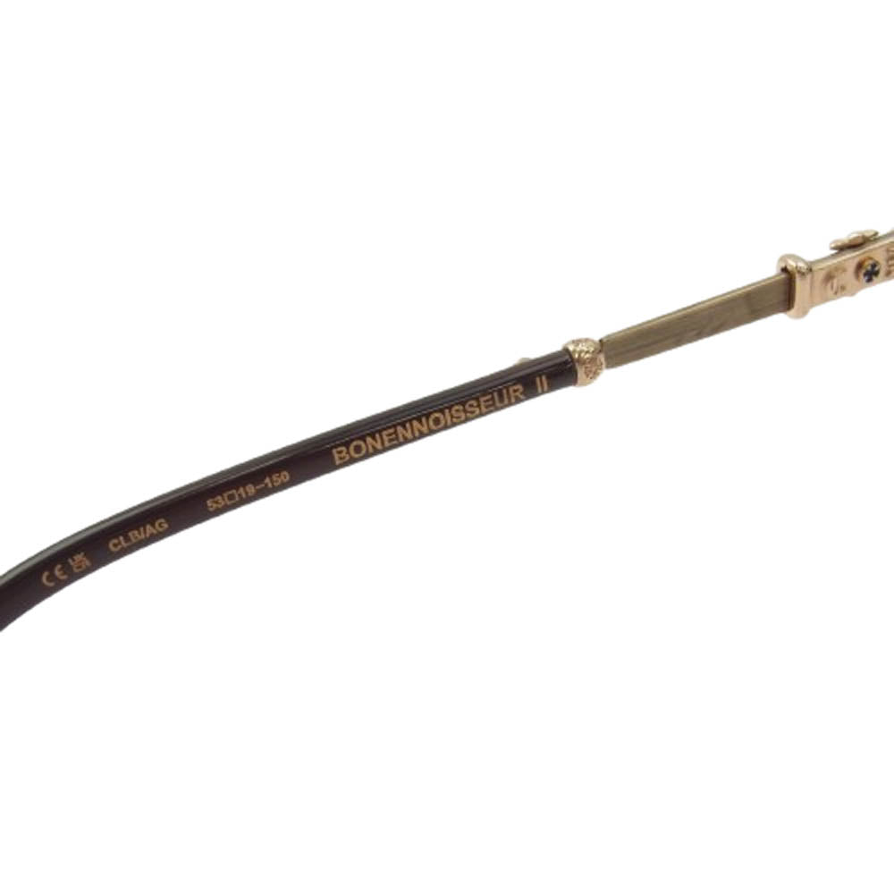 CHROME HEARTS クロムハーツ（原本無） BONENNOISSEUR II テンプルCHクロスハーフリム サングラス 眼鏡 ブラウン系 53□19-150【美品】【中古】