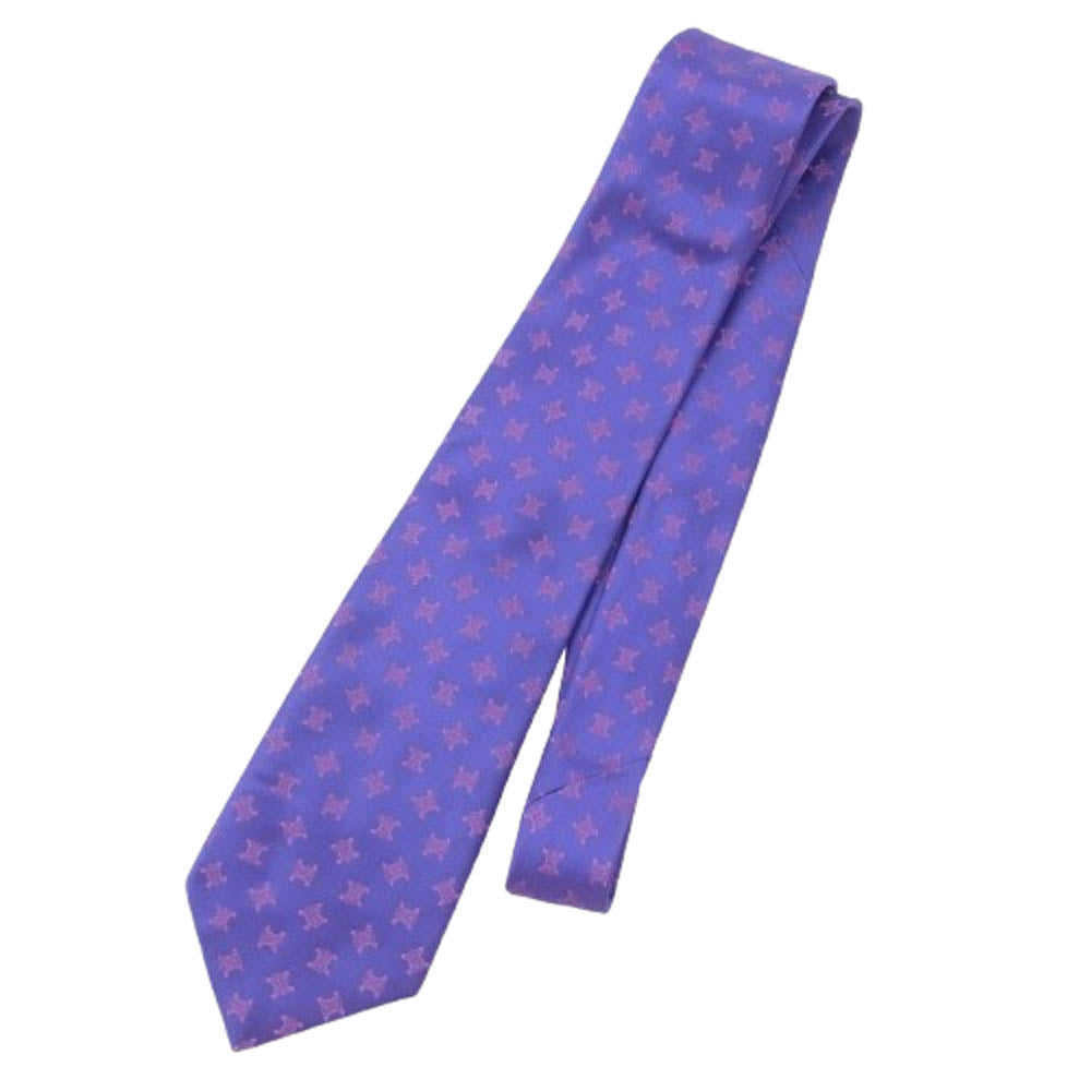 CELINE セリーヌ シルク100％トリオンフ柄 ネクタイ パープル系【中古】