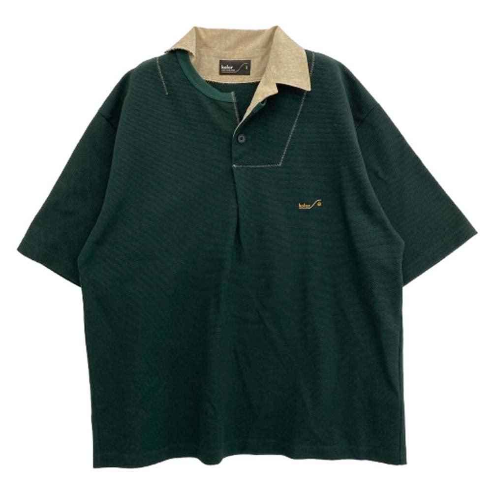 kolor カラー 25SS 25SCM-T04202 鹿の子編み ニットソードッキング 半袖 ポロシャツ グリーン系 3【美品】【中古】