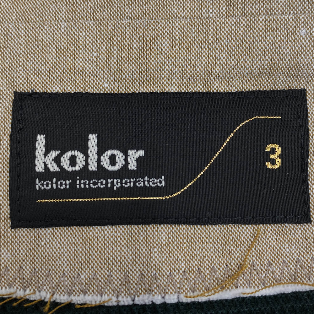 kolor カラー 25SS 25SCM-T04202 鹿の子編み ニットソードッキング 半袖 ポロシャツ グリーン系 3【美品】【中古】