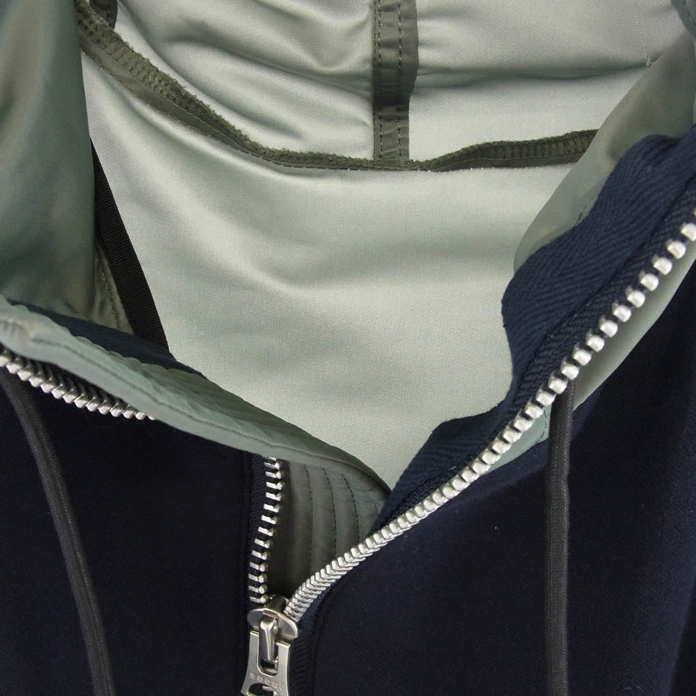 Sacai サカイ 24AW 24-03455M Nylon Twill x Sponge Sweat Hoodie ナイロンツイル スポンジ スウェット フルジップ パーカー フーディー カーキ系 2【美品】【中古】