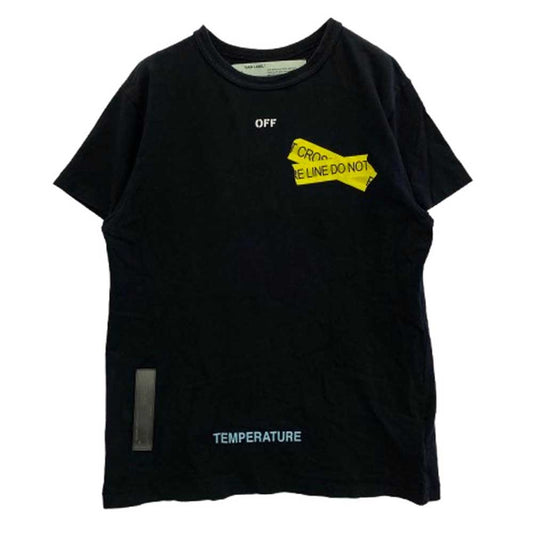 OFF-WHITE オフホワイト OMAA002S181850061060 FIRETAPE S/S TEE テープロゴ アロー 半袖 Tシャツ ブラック系 XXS【中古】