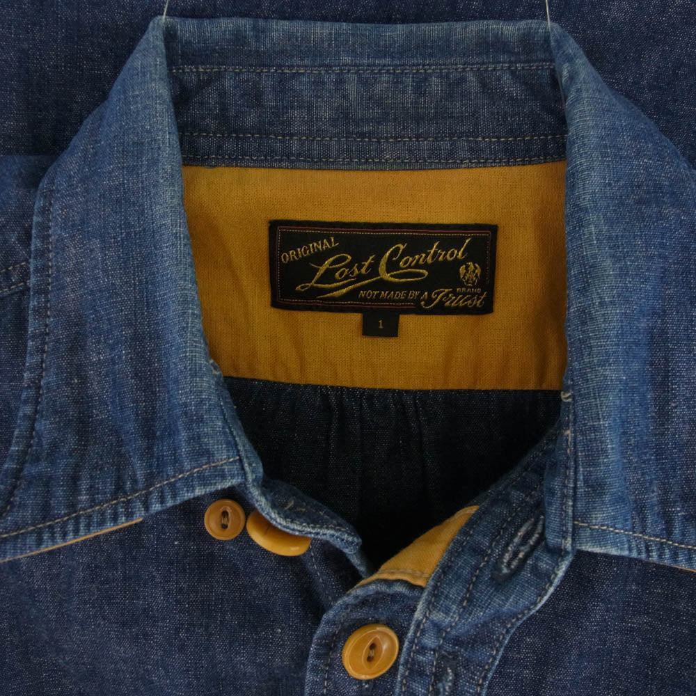 LOST CONTROL ロストコントロール シャンブレー ワーク シャツ インディゴブルー系 1【中古】