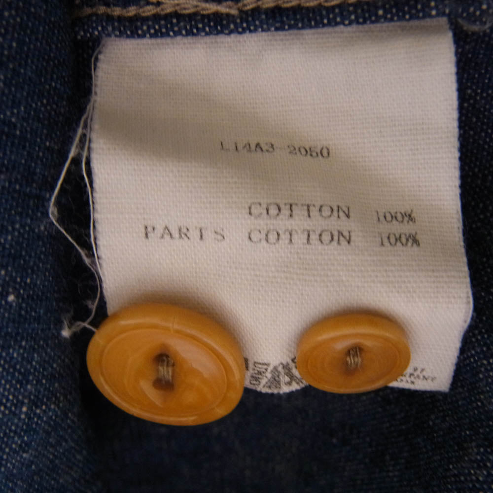 LOST CONTROL ロストコントロール シャンブレー ワーク シャツ インディゴブルー系 1【中古】