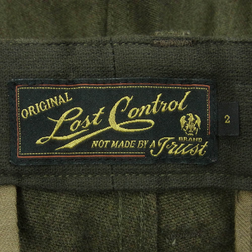 LOST CONTROL ロストコントロール L15A3-3024 オフィサーズ トラウザーズ ウール パンツ カーキ系 グリーン系 2【中古】