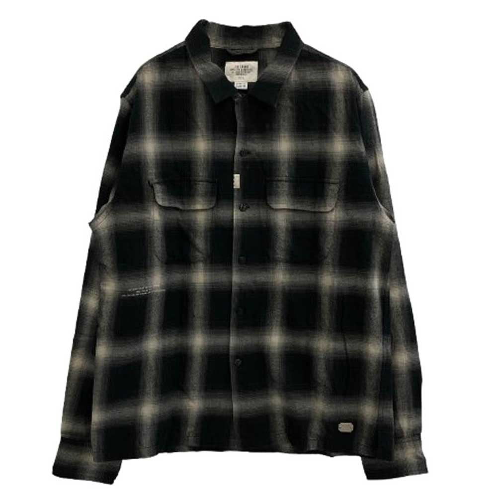 CRIMIE クライミー CR1-02A5-SL07 OMBRE CHECK LONG SLEEVE SHIRT オープンカラー オンブレ チェック 長袖 シャツ ブラック系 S【中古】