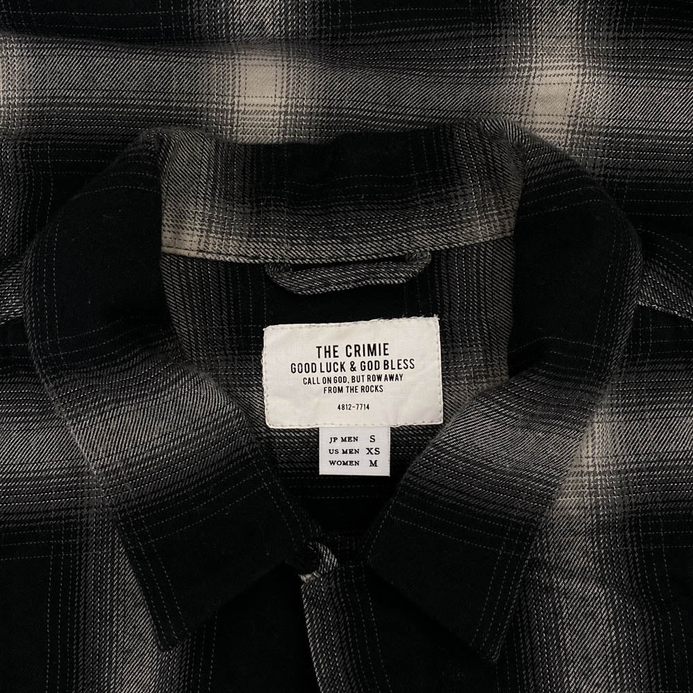 CRIMIE クライミー CR1-02A5-SL07 OMBRE CHECK LONG SLEEVE SHIRT オープンカラー オンブレ チェック 長袖 シャツ ブラック系 S【中古】