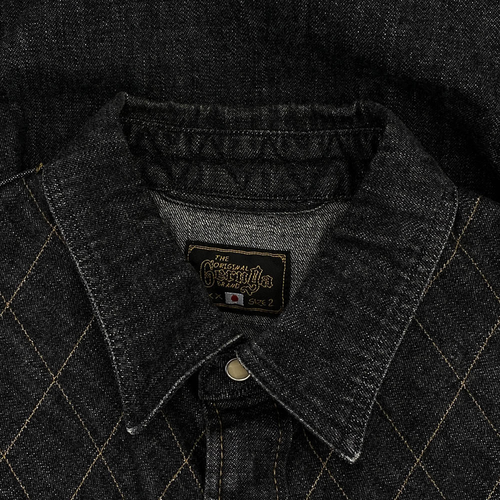 GERUGA ゲルガ GR-S-91 QUILTING HEAVY WESTERN SHIRTS キルト デニム ウエスタン シャツ ブラック系 2【中古】