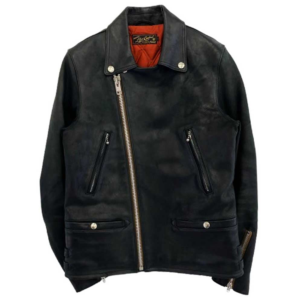 LOST CONTROL ロストコントロール L12W4-5057 Sheepskin Motorcycle JKT レザー ダブル ライダース ジャケット ブラック系 1【中古】