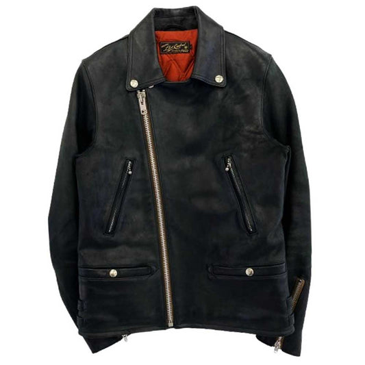 LOST CONTROL ロストコントロール L12W4-5057 Sheepskin Motorcycle JKT レザー ダブル ライダース ジャケット ブラック系 1【中古】
