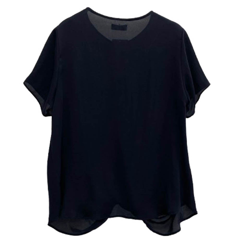 JOURNAL STANDARD ジャーナルスタンダード 16-051-370-0510 L'essage レサージュ 半袖 ブラウス ネイビー系 F【美品】【中古】