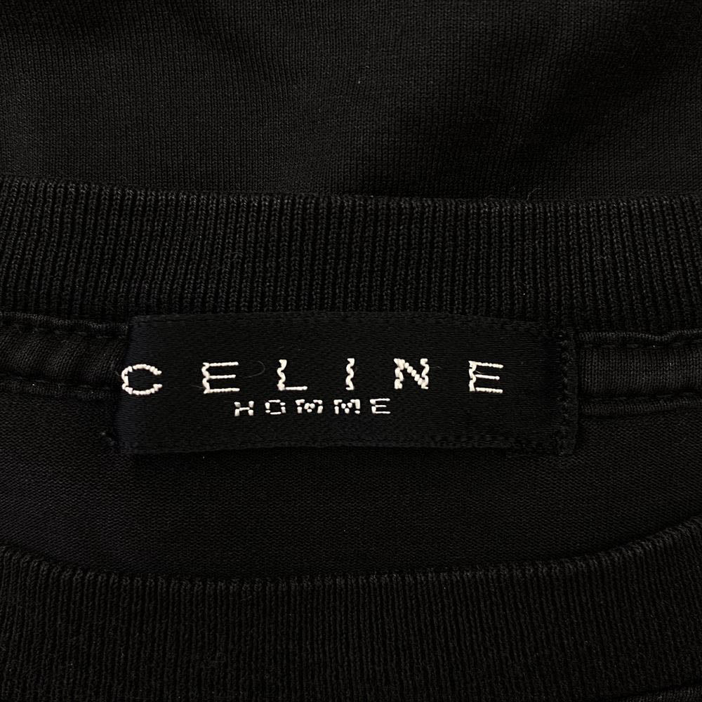 CELINE セリーヌ Triomphe Logo T-Shirts HOMME オム 日本製 トリオンフ刺繍 半袖 Tシャツ ブラック系 M【中古】