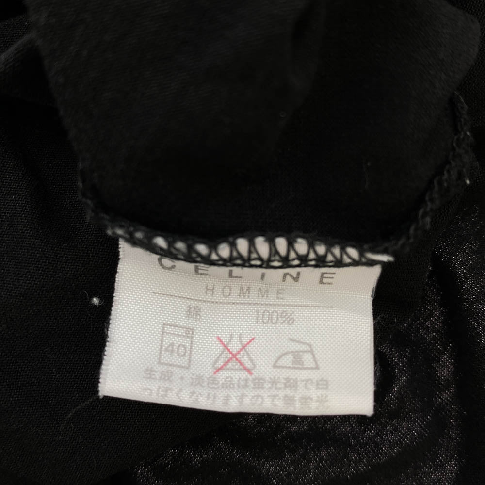 CELINE セリーヌ Triomphe Logo T-Shirts HOMME オム 日本製 トリオンフ刺繍 半袖 Tシャツ ブラック系 M【中古】