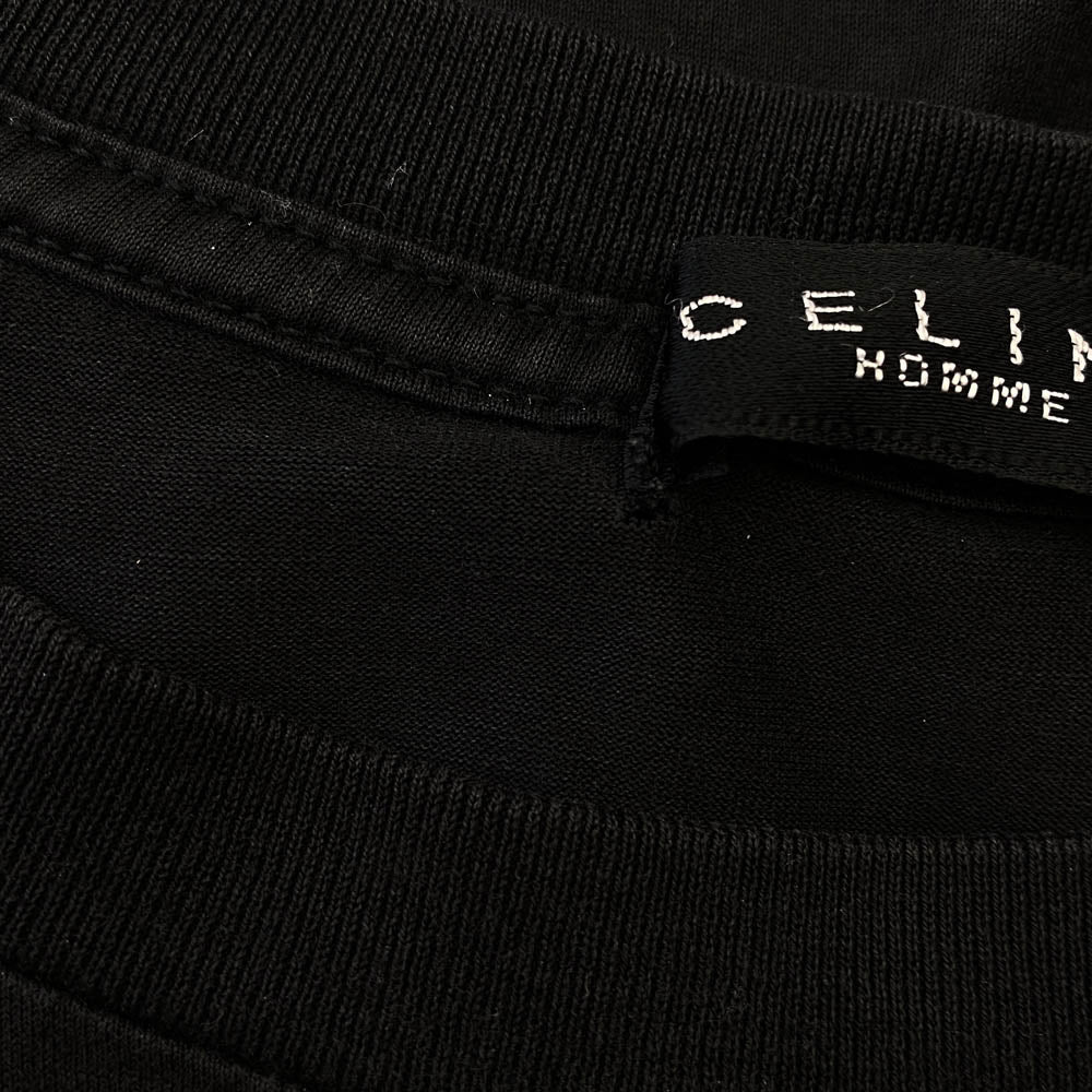 CELINE セリーヌ Triomphe Logo T-Shirts HOMME オム 日本製 トリオンフ刺繍 半袖 Tシャツ ブラック系 M【中古】