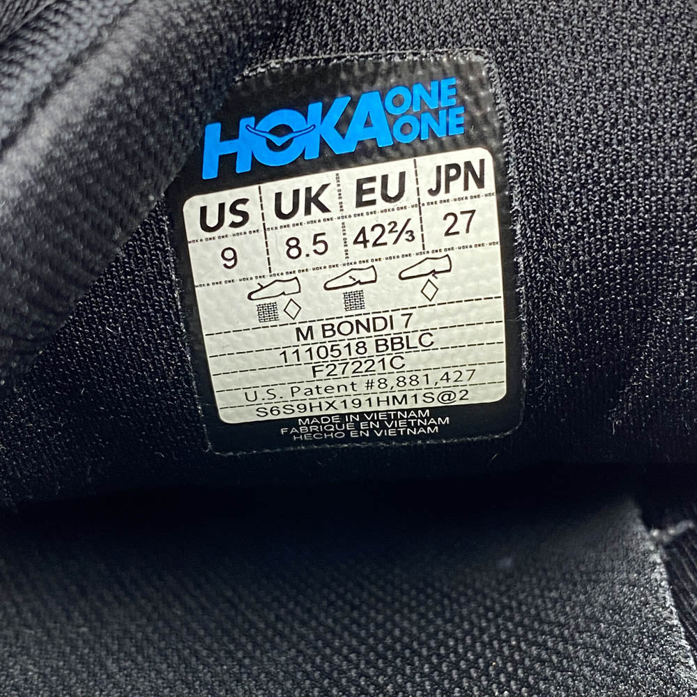 HOKA ONE ONE ホカ オネオネ 1110518 BBLC Bondi 7 Black ボンダイ ローカットスニーカー ランニングシューズ ブラック系 ブラック系 27cm【中古】